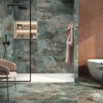 Керамогранит зеленый Pamesa Slate Way Green Rect. фото в интерьере