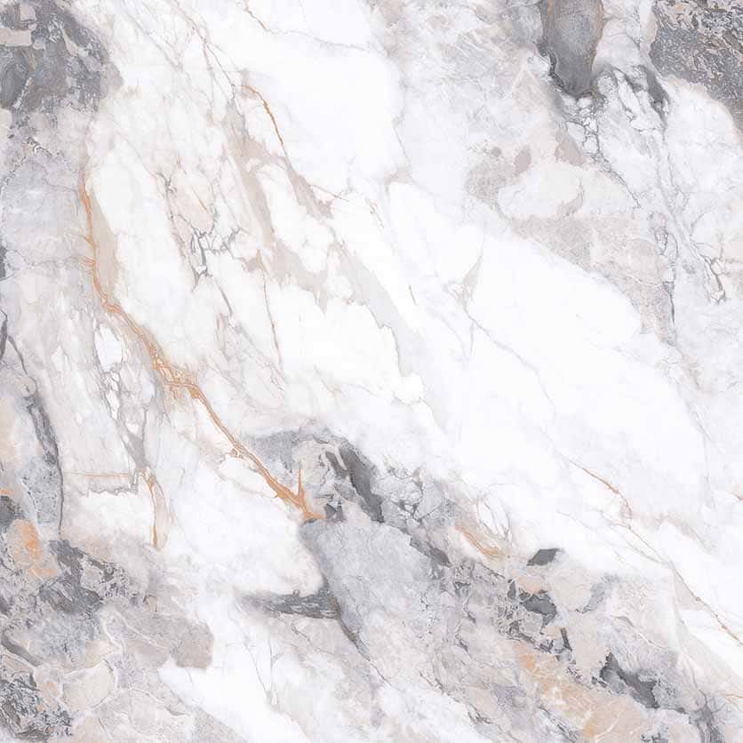 Матовый керамогранит под белый мрамор с серыми прожилками ZA-L60307 формат 60х60 см
