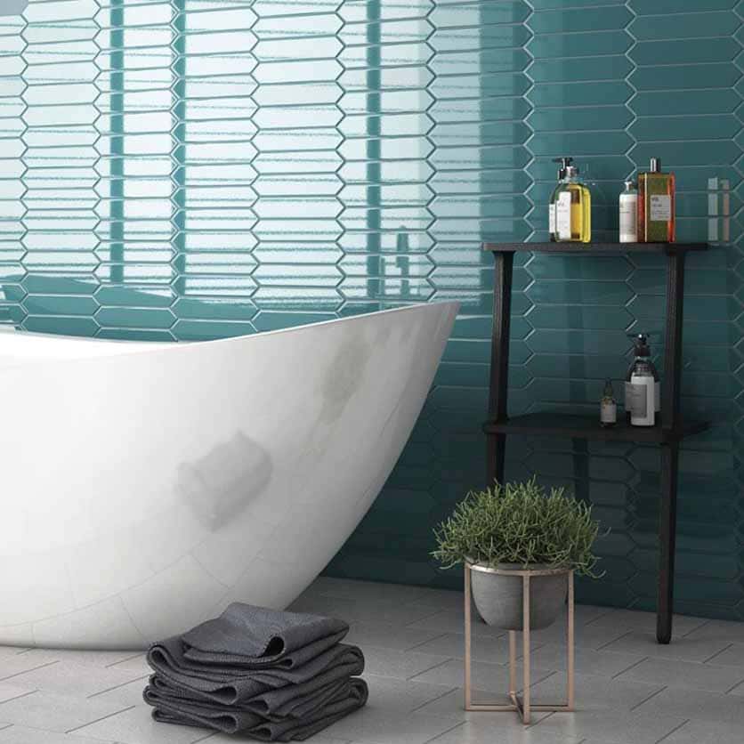 ПлитПлитка керамическая настенная 25829 ARROW Blue Canard 5х25 смка керамическая настенная 25829 ARROW Blue Canard 5х25 см Плитка керамическая настенная 25829 ARROW Blue Canard 5х25 см фото в интерьере 2