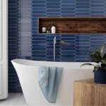 Плитка керамическая настенная 25831 ARROW Adriatic Blue velvet 5х25 см фото в интерьере