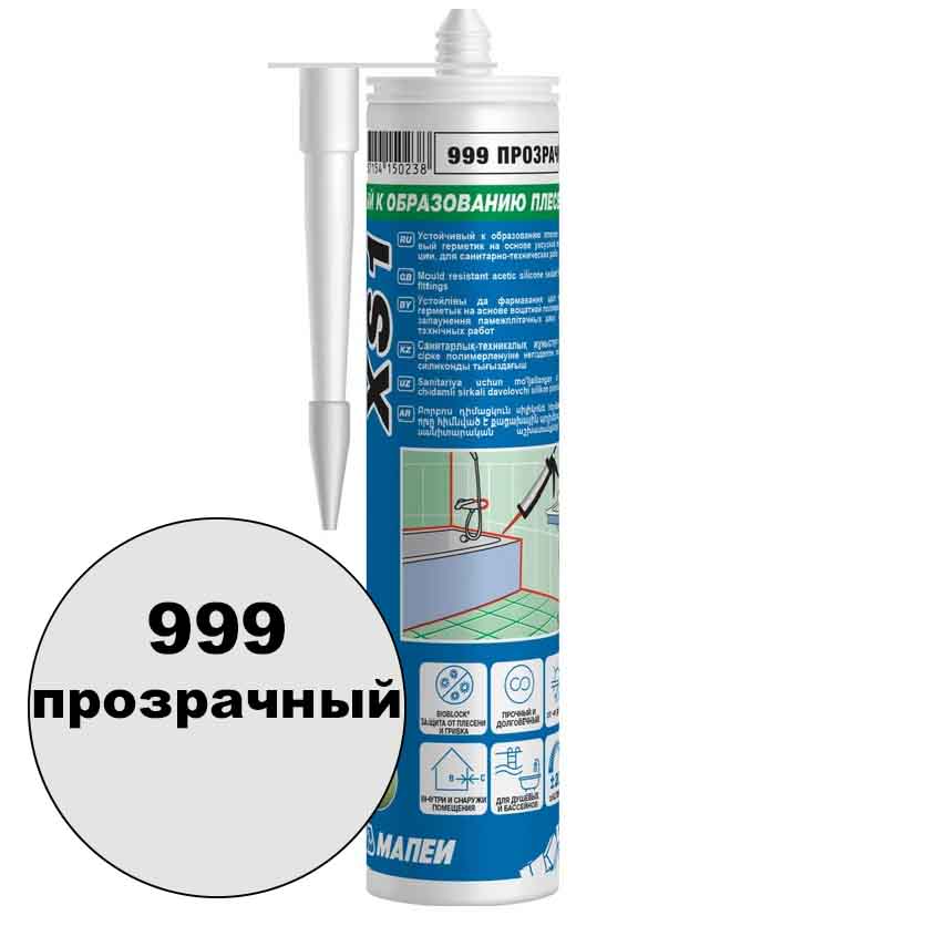 Силиконовый клей-герметик клей XS1 mapei цвет 999 прозрачный Мапеи