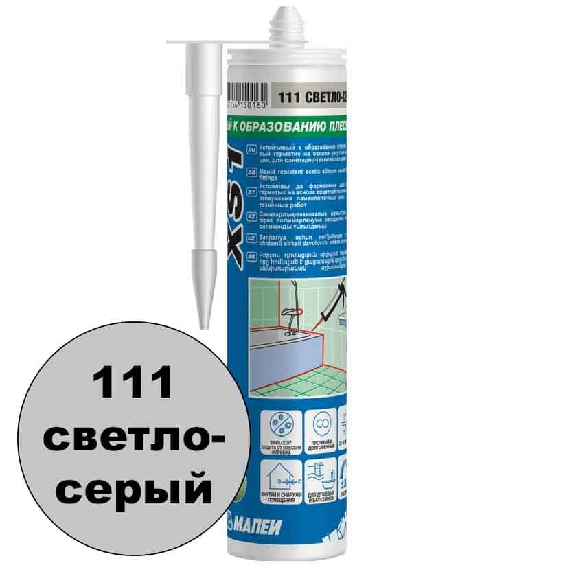 Силиконовый клей-герметик XS1 Мапеи 111 цвет светло-серый бренд mapei