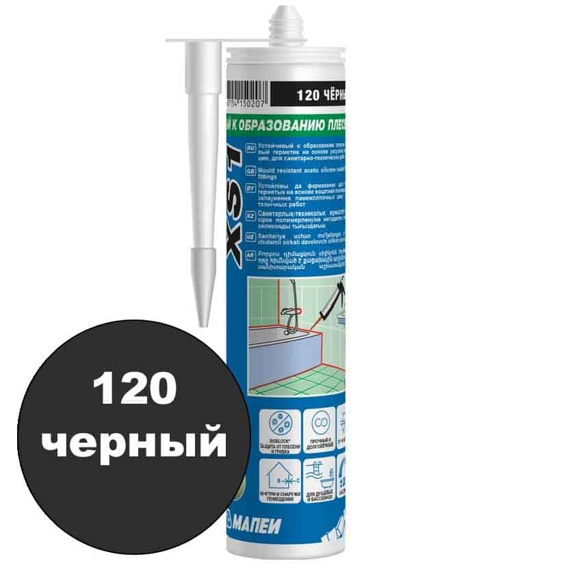 Силиконовый клей-герметик XS1 mapei цвет 120 черный Мапеи