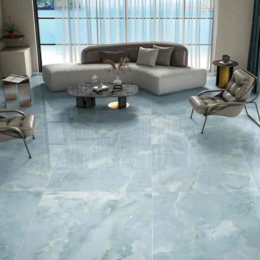 Голубой керамогранит под мрамор